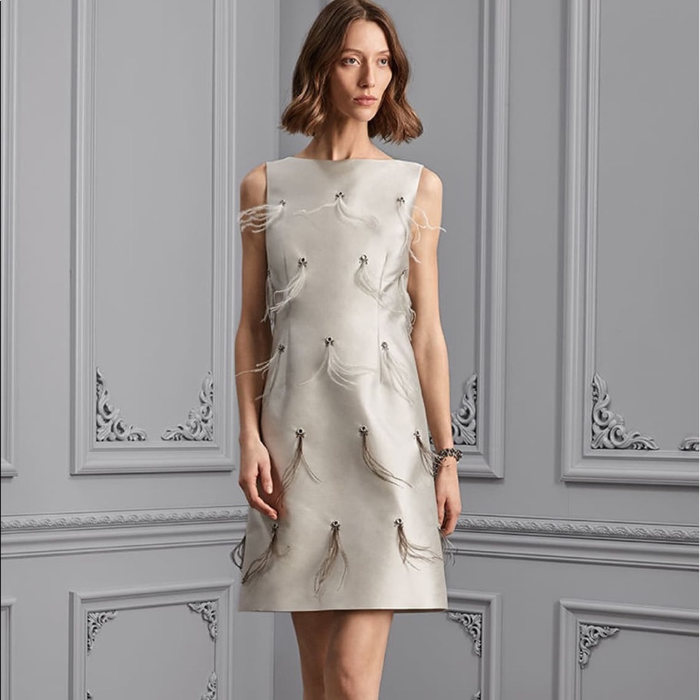 S t. John Collection Mikado Feather diamond Dress